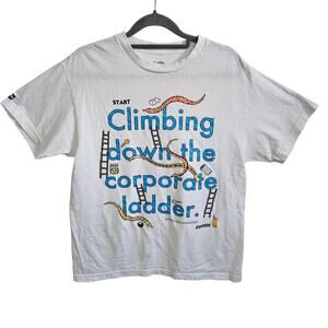 Paradise Size M Climbing Down The Corporate Ladder Tee Shirt White Cotton Funny